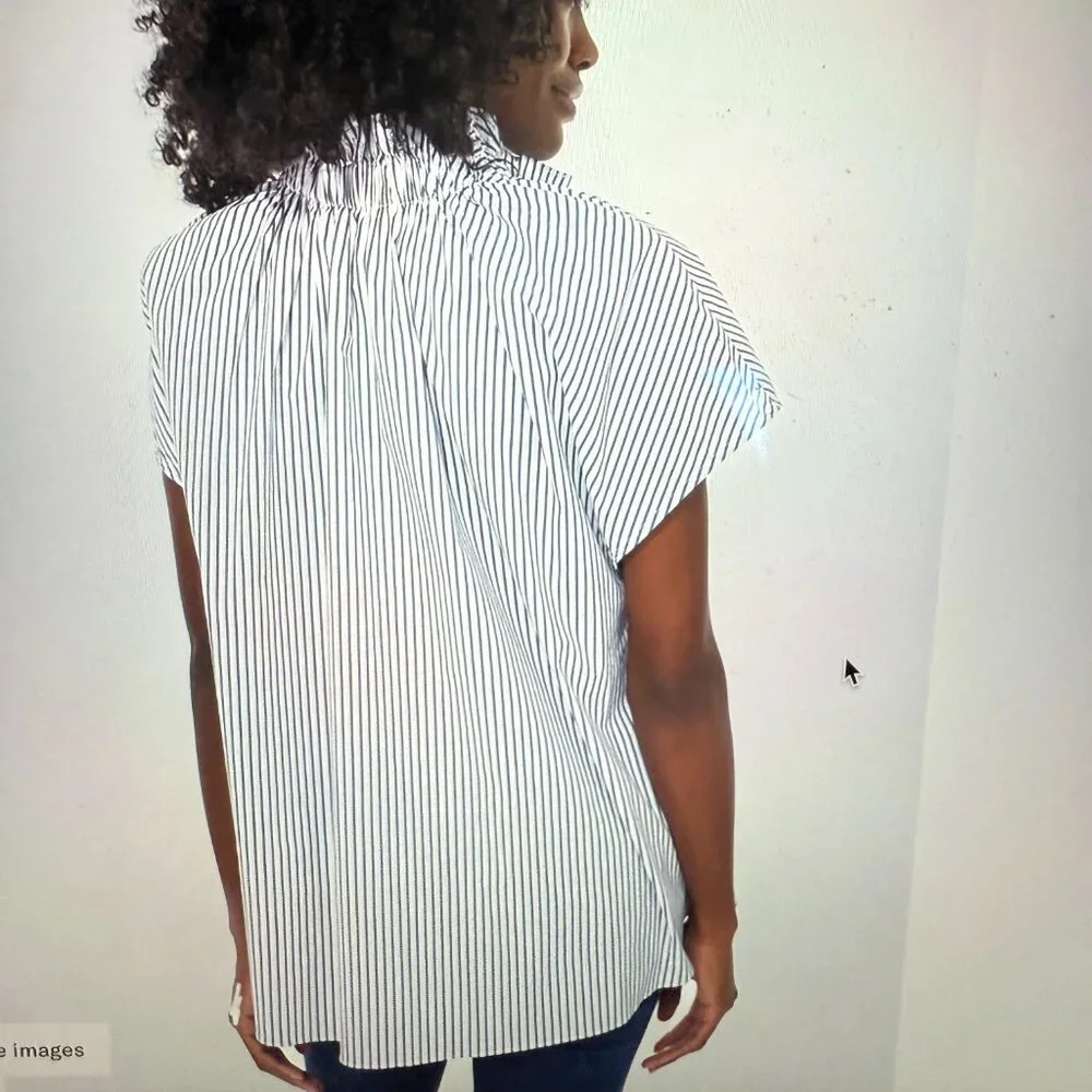 POMANDER PLUS BLUE STRIPE RAE BLOUSE ~ SIZE XXL - Picture 2 of 7
